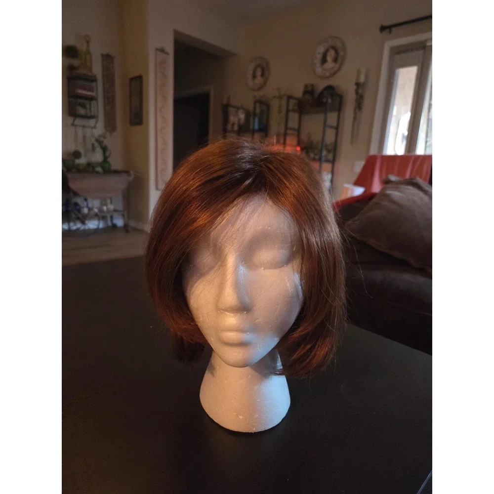 Tony of Beverly Vintage Short Auburn Brown Synthetic Bob Wig Layered Side